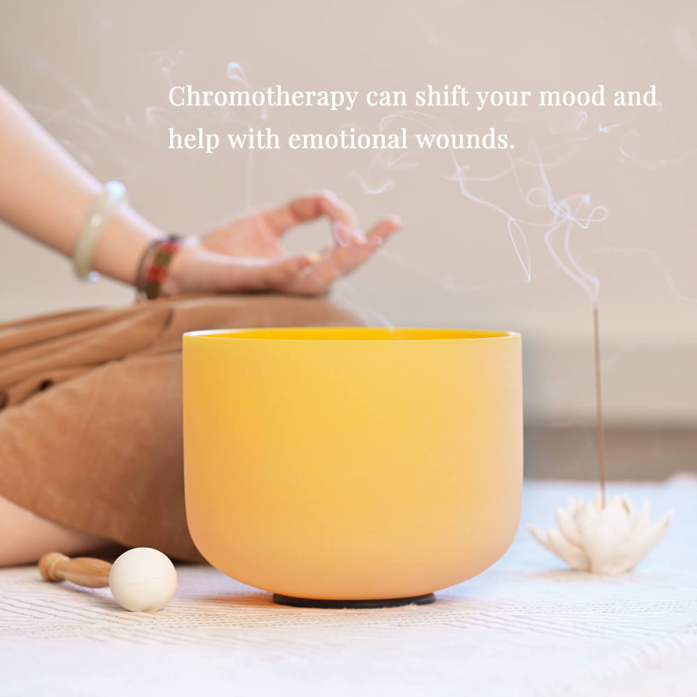 Yellow Color E Note Solar Plexus Chakra Crystal Singing Bowl - color bowl - On sale