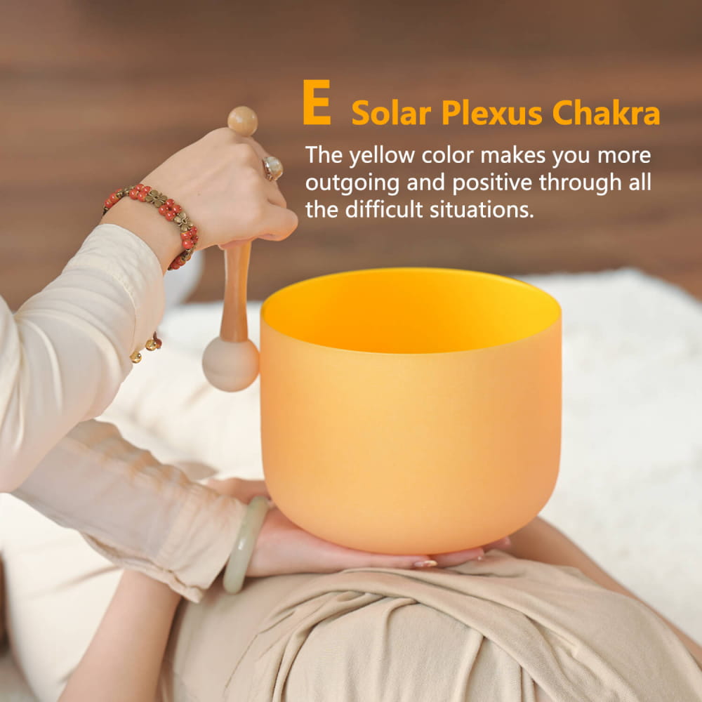 Yellow Color E Note Solar Plexus Chakra Crystal Singing Bowl - color bowl - On sale