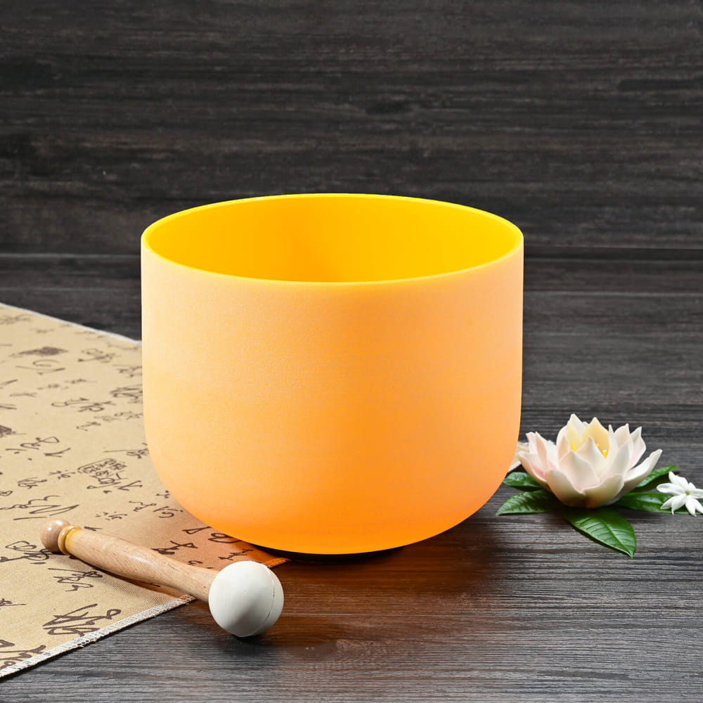 Yellow Color E Note Solar Plexus Chakra Crystal Singing Bowl - color bowl - On sale