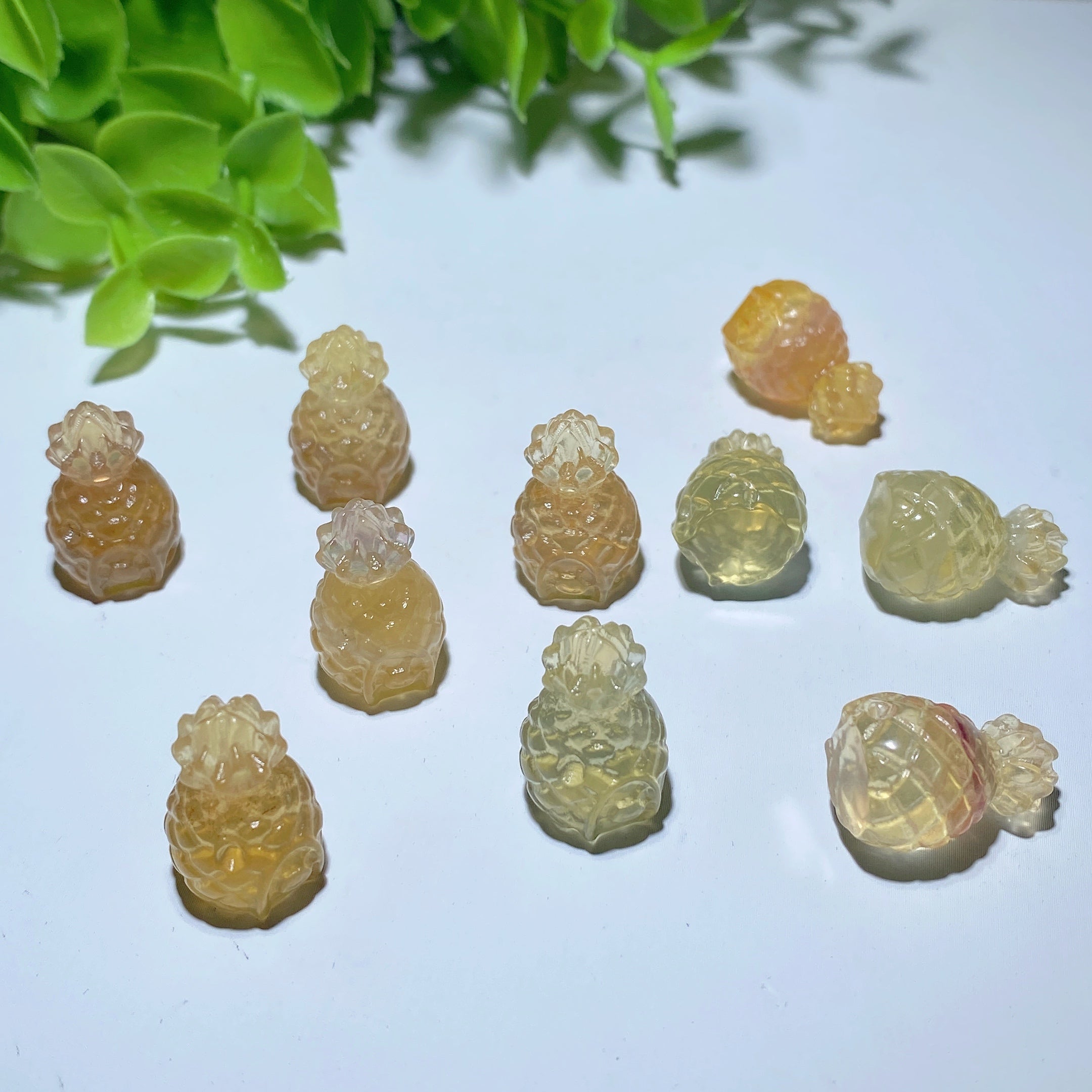 Yellow Fluorite Pineapple Crystal Figurine 0.8in Healing Carving