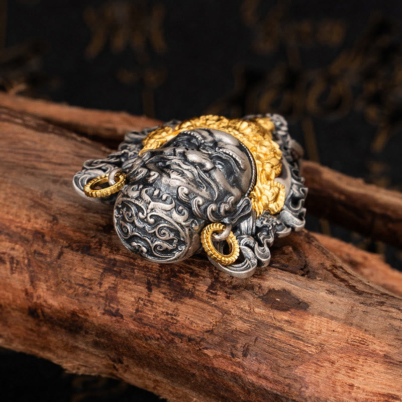 Gelbe Jambhala-Halskette aus 925er Sterlingsilber mit spirituellem Schutz