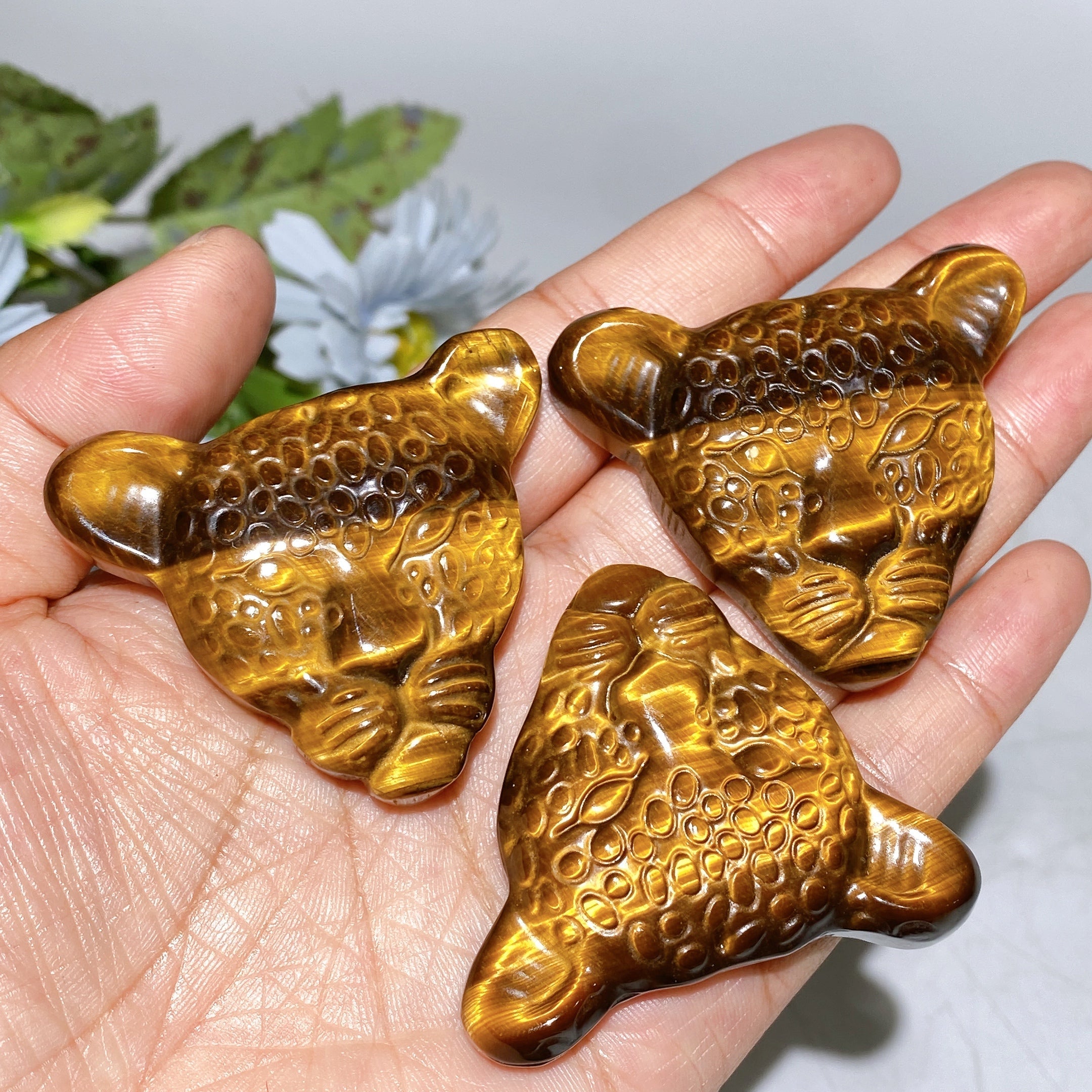 Yellow Tiger Eye Crystal Animal Carvings 1.6-2.1 Inch