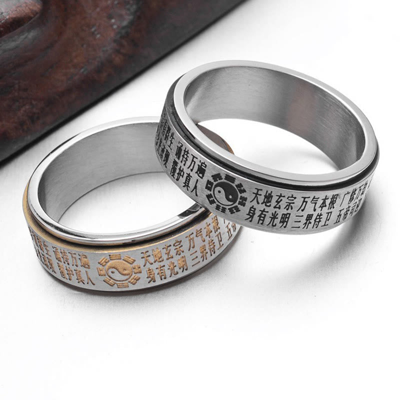 Drehbarer Yin-Yang-Balancering aus Titanstahl mit Bagua-Symbolen