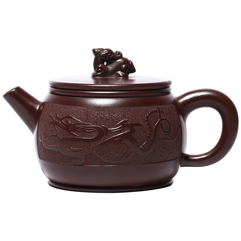 Handgemachte Kung-Fu-Teekanne aus Yixing-Teekanne aus braunem Drachen- und violettem Ton, 240 ml