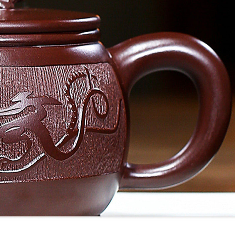 Handgemachte Kung-Fu-Teekanne aus Yixing-Teekanne aus braunem Drachen- und violettem Ton, 240 ml