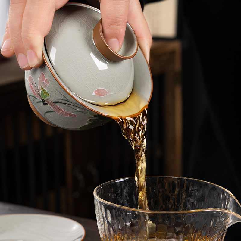 Zen Keramik Lotus Koi Fisch Gaiwan Teetasse 140ml