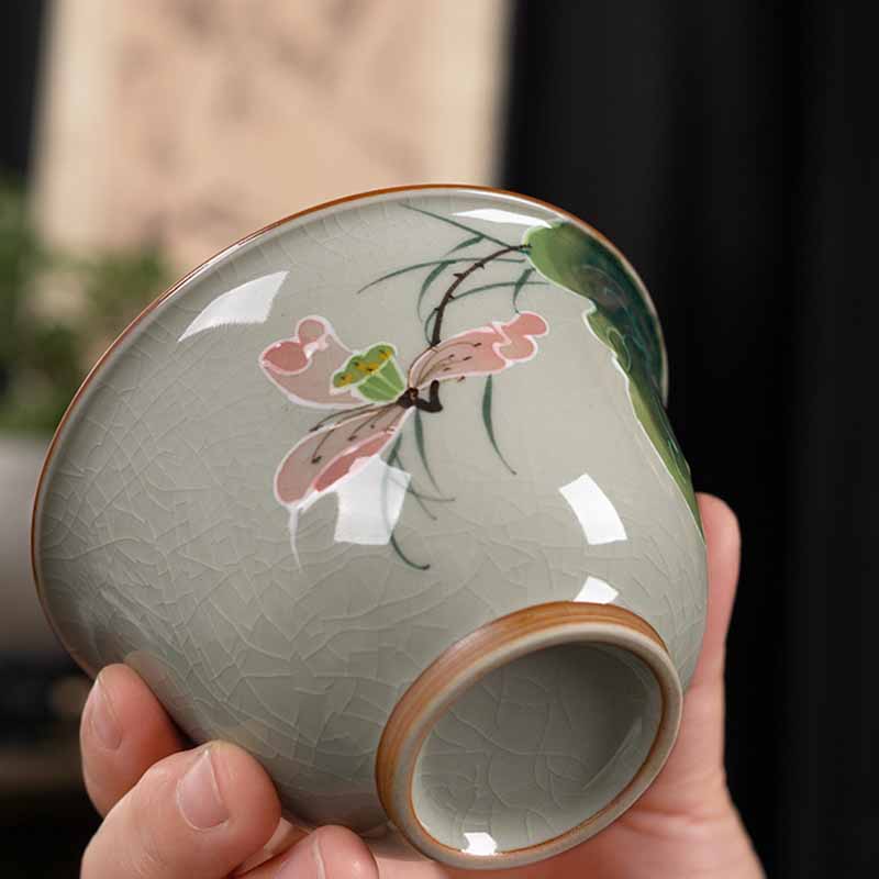 Zen Keramik Lotus Koi Fisch Gaiwan Teetasse 140ml
