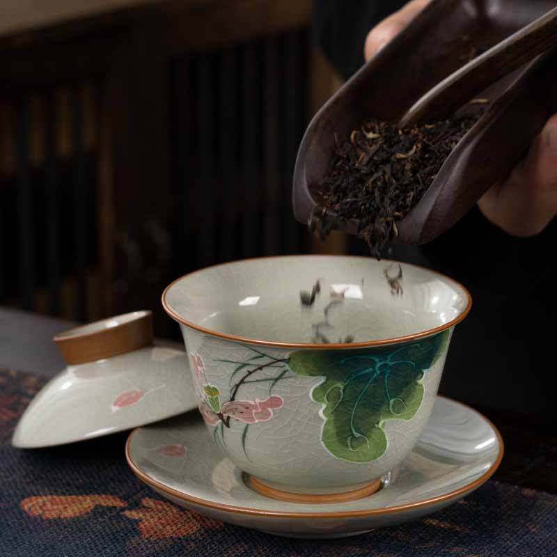 Zen Keramik Lotus Koi Fisch Gaiwan Teetasse 140ml