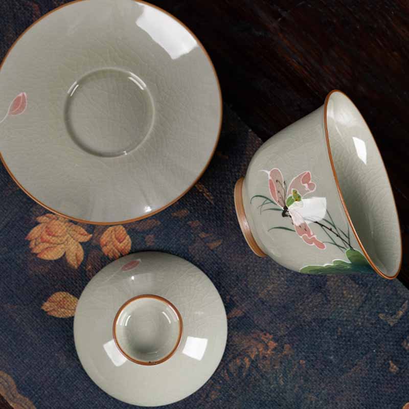Zen Keramik Lotus Koi Fisch Gaiwan Teetasse 140ml