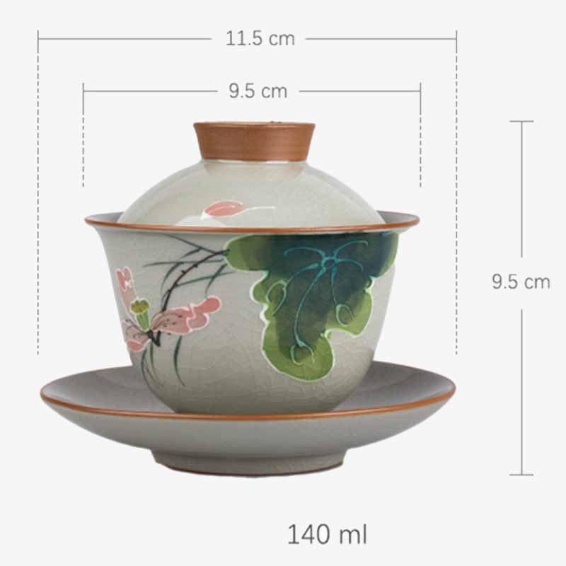 Zen Keramik Lotus Koi Fisch Gaiwan Teetasse 140ml