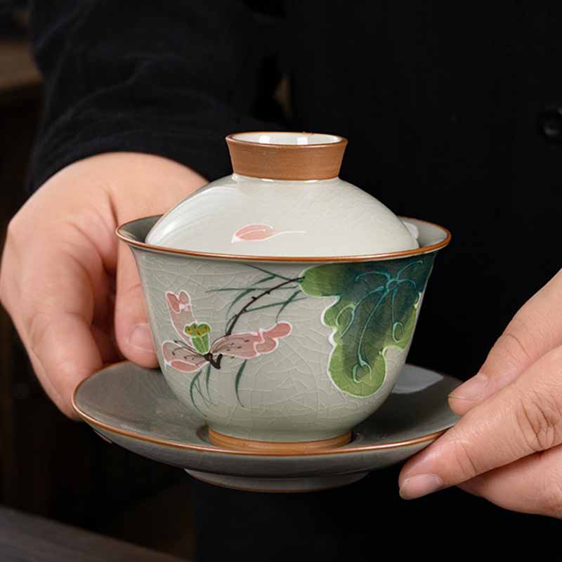 Zen Keramik Lotus Koi Fisch Gaiwan Teetasse 140ml