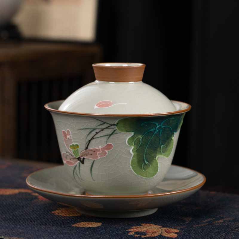 Zen Keramik Lotus Koi Fisch Gaiwan Teetasse 140ml