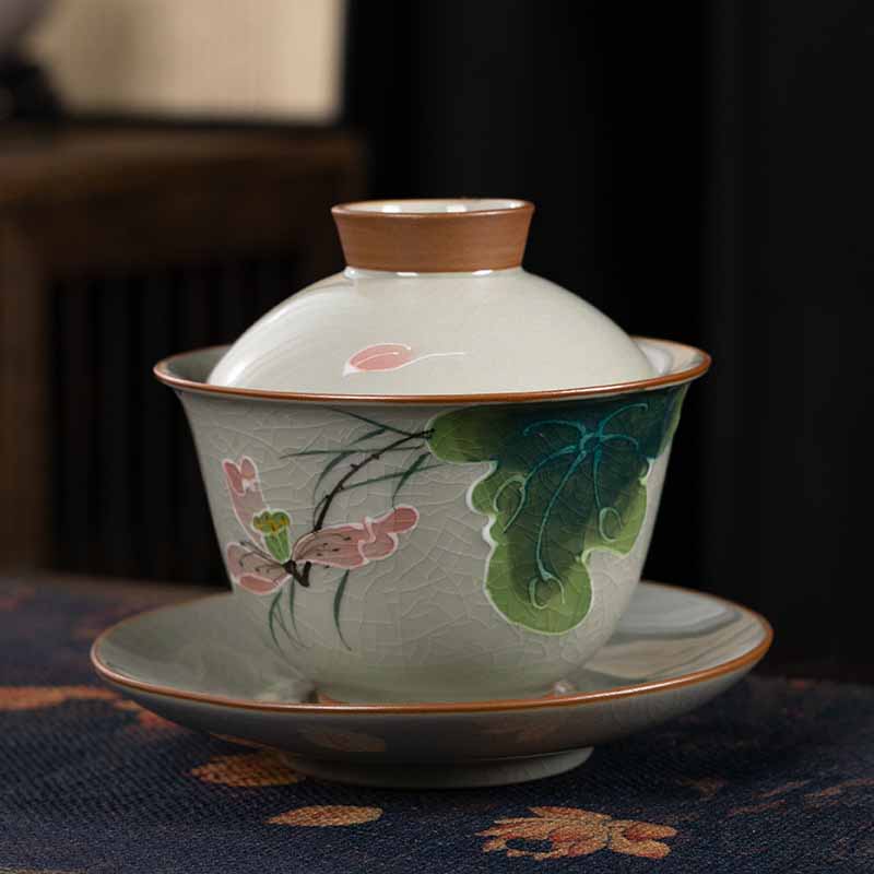 Zen Keramik Lotus Koi Fisch Gaiwan Teetasse 140ml