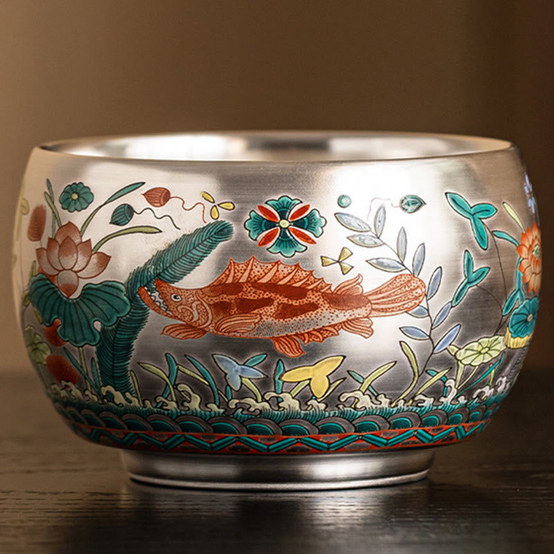 Zen-Teetasse aus Keramik mit Drachen- und Naturmotiven