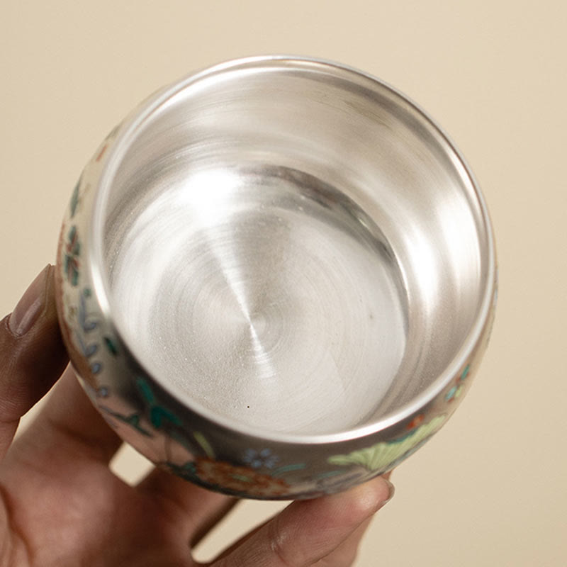 Zen-Teetasse aus Keramik mit Drachen- und Naturmotiven