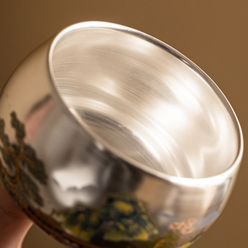 Zen-Teetasse aus Keramik mit Drachen- und Naturmotiven