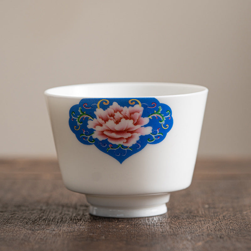 Zen-Teetasse aus Keramik mit Lotusblumen- und Bergdesign, 100 ml