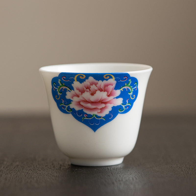 Zen-Teetasse aus Keramik mit Lotusblumen- und Bergdesign, 100 ml