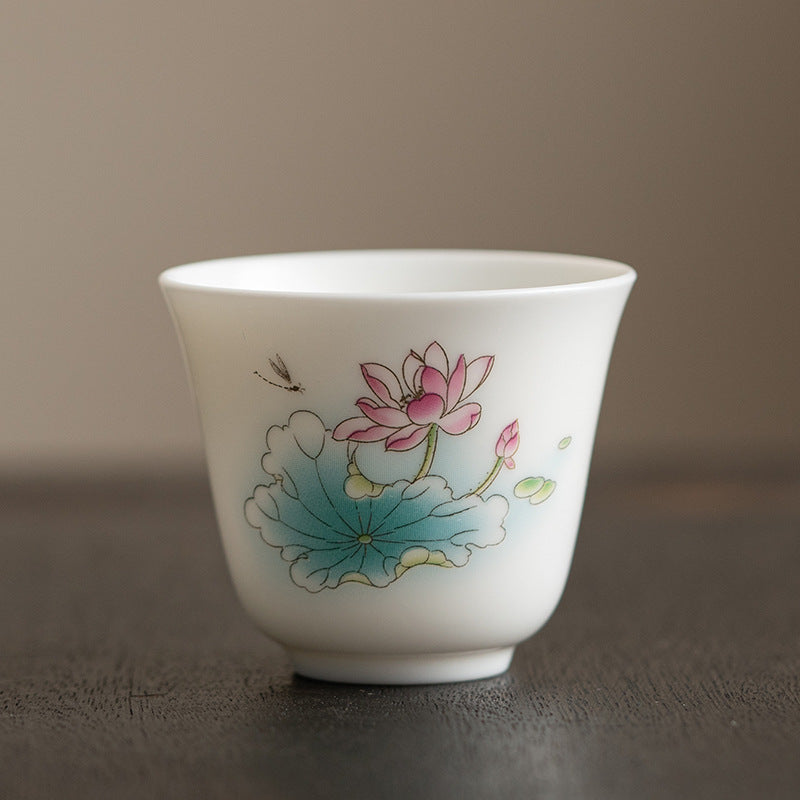 Zen-Teetasse aus Keramik mit Lotusblumen- und Bergdesign, 100 ml