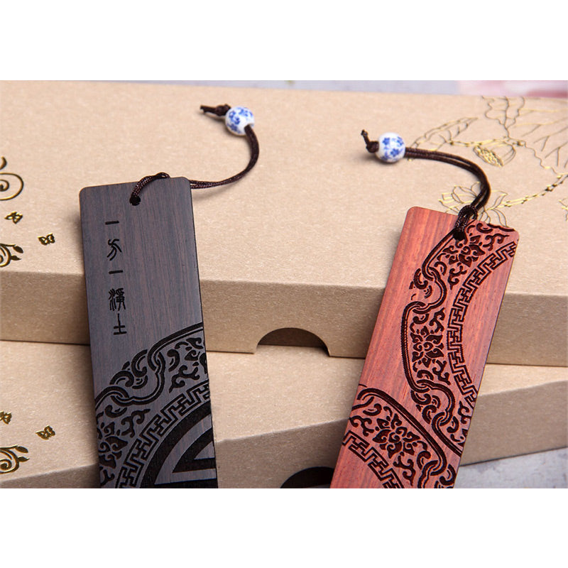Zen-Lesezeichen aus Ebenholz | Geschenkset aus rotem Sandelholz