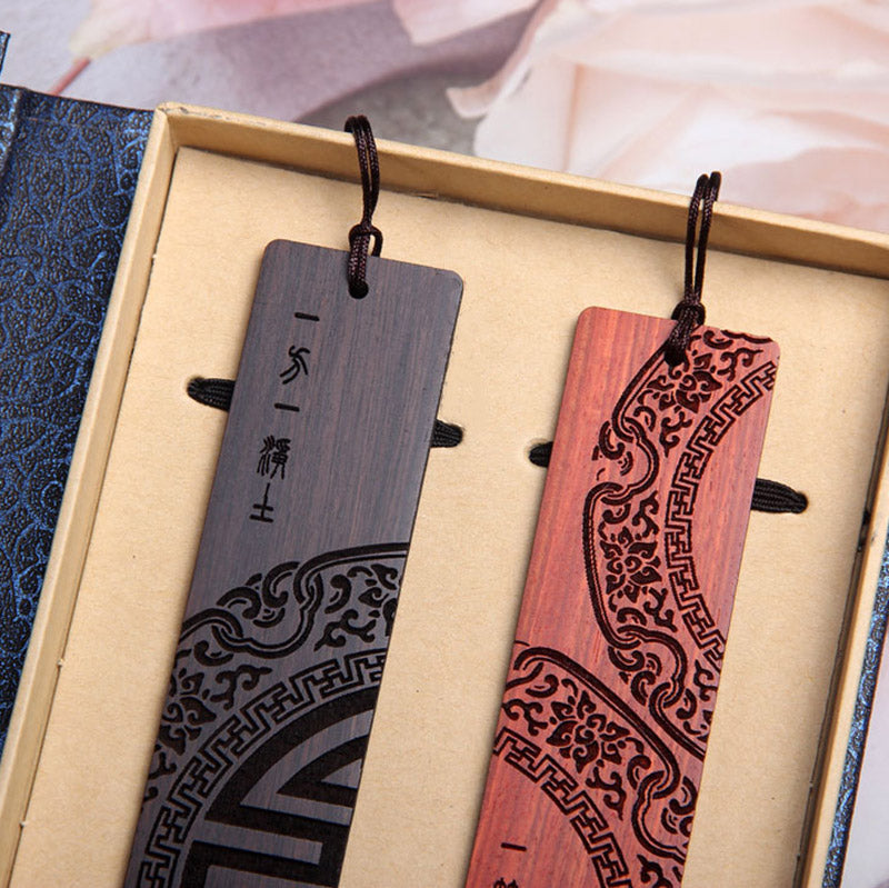 Zen-Lesezeichen aus Ebenholz | Geschenkset aus rotem Sandelholz