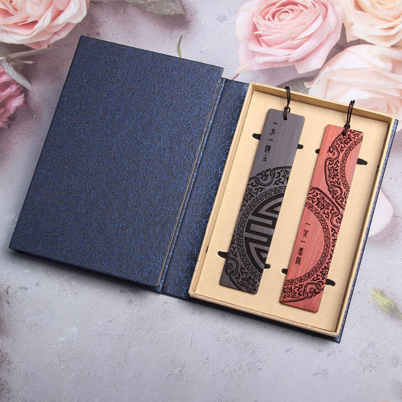 Zen-Lesezeichen aus Ebenholz | Geschenkset aus rotem Sandelholz