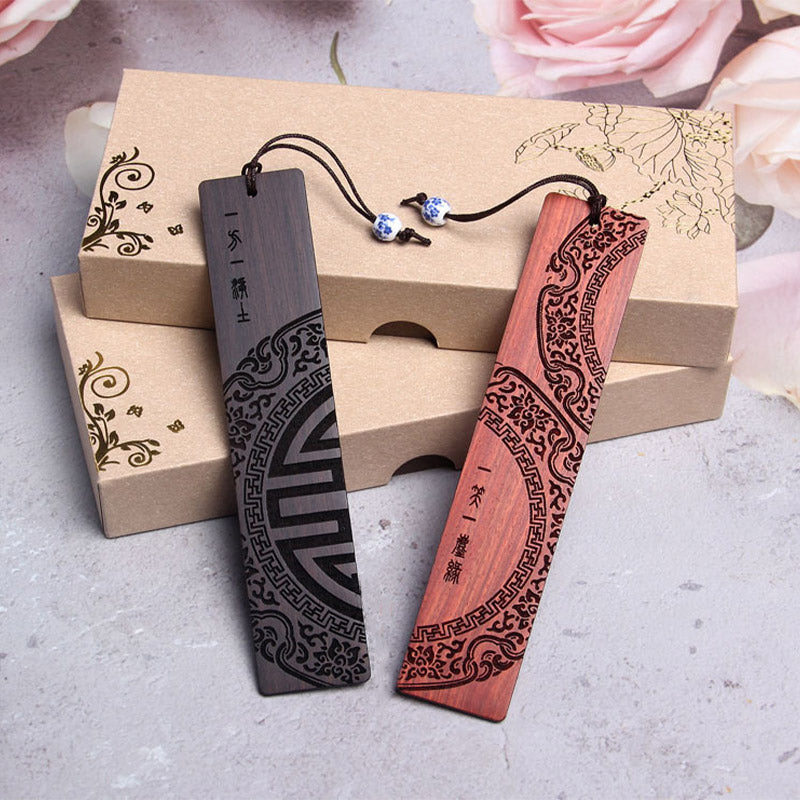 Zen-Lesezeichen aus Ebenholz | Geschenkset aus rotem Sandelholz