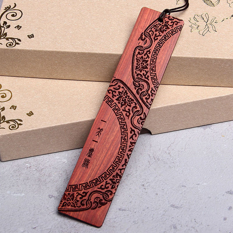 Zen-Lesezeichen aus Ebenholz | Geschenkset aus rotem Sandelholz