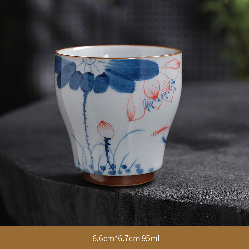 Zen Lotus Bambus-Keramik-Teetasse für Meditation und Erneuerung