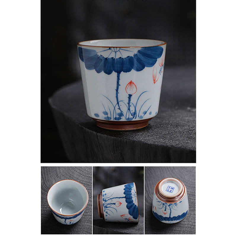 Zen Lotus Bambus-Keramik-Teetasse für Meditation und Erneuerung