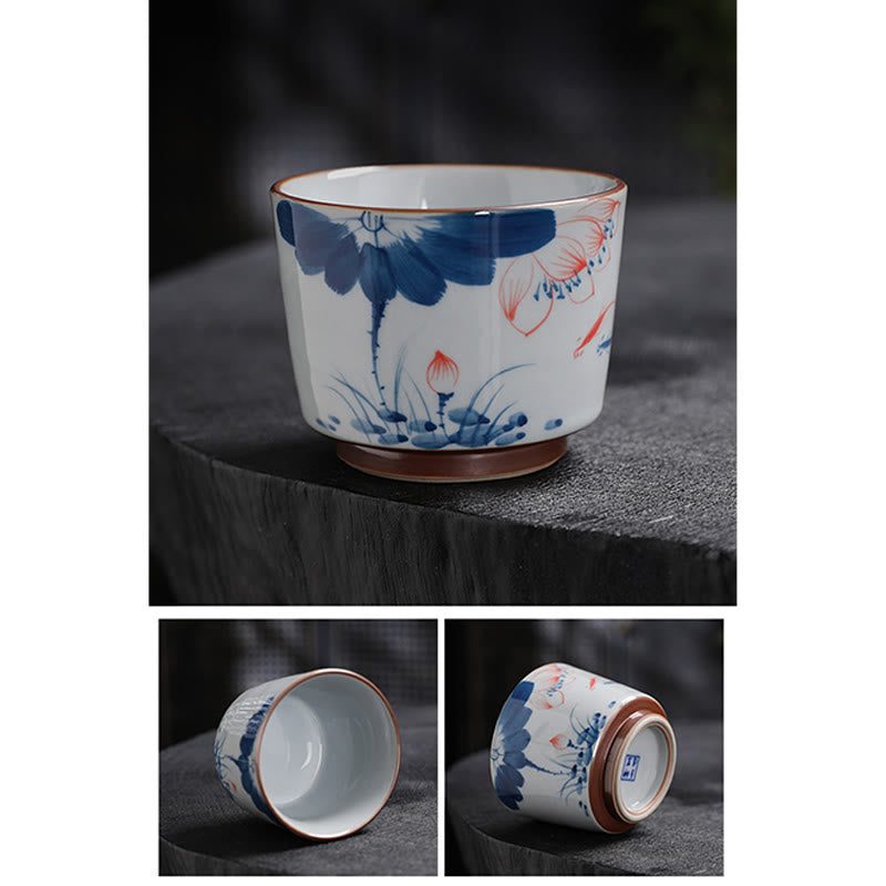 Zen Lotus Bambus-Keramik-Teetasse für Meditation und Erneuerung