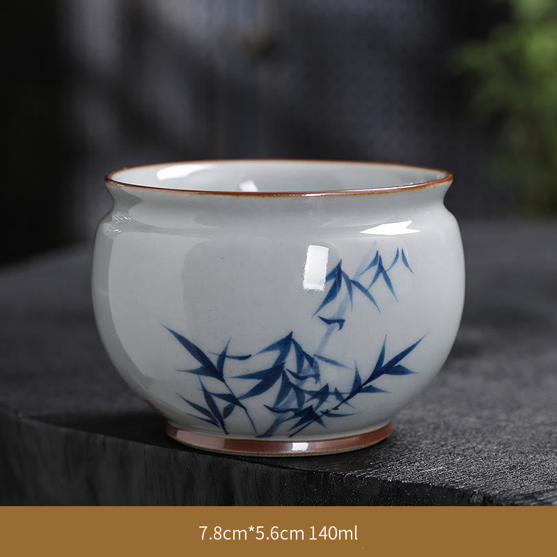 Zen Lotus Bambus-Keramik-Teetasse für Meditation und Erneuerung