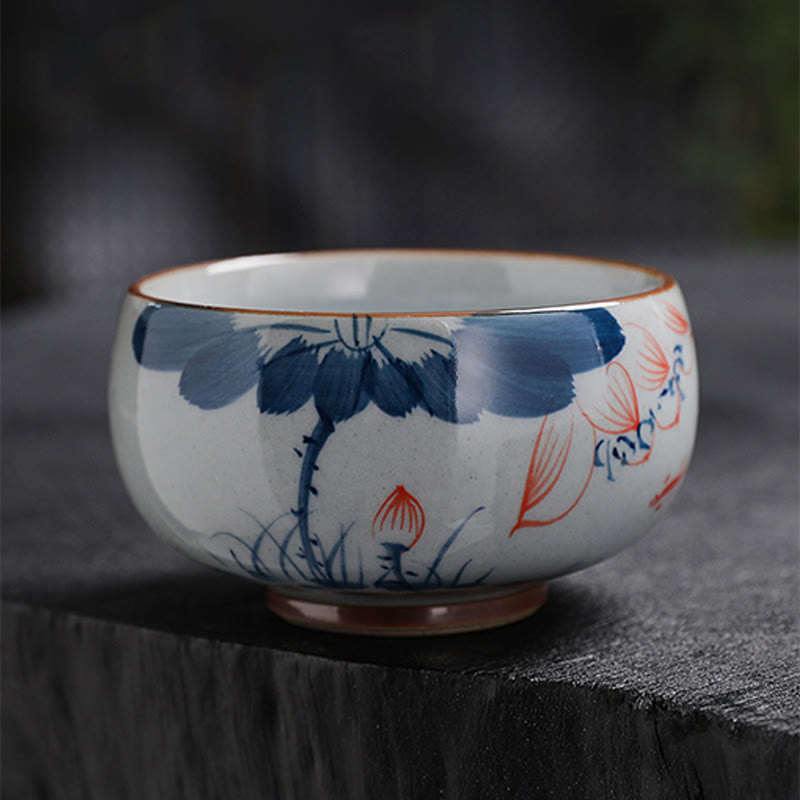 Zen Lotus Bambus-Keramik-Teetasse für Meditation und Erneuerung