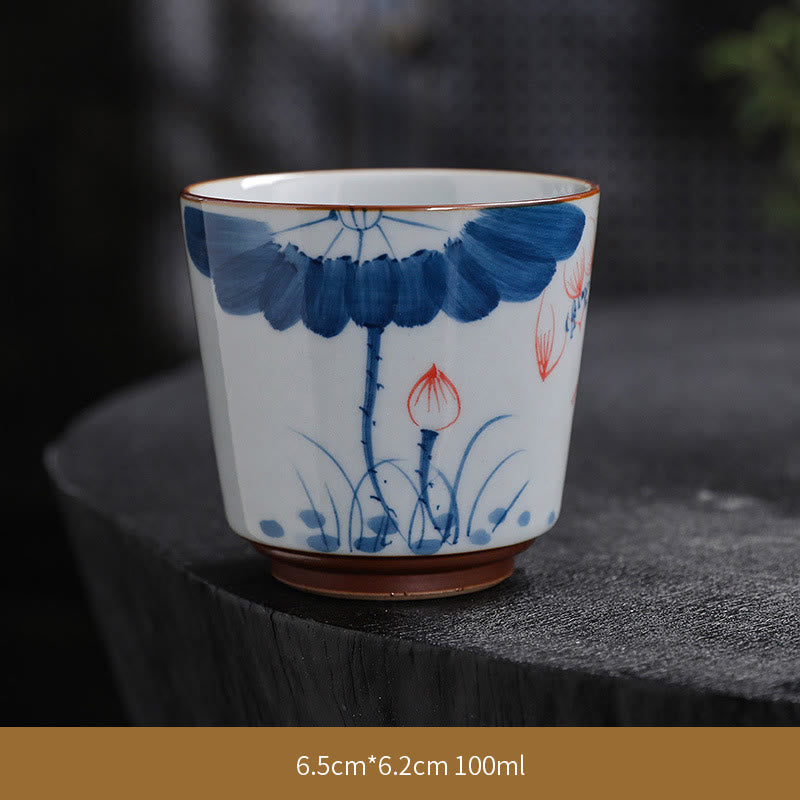 Zen Lotus Bambus-Keramik-Teetasse für Meditation und Erneuerung
