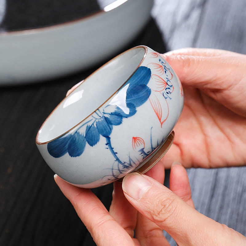 Zen Lotus Bambus-Keramik-Teetasse für Meditation und Erneuerung
