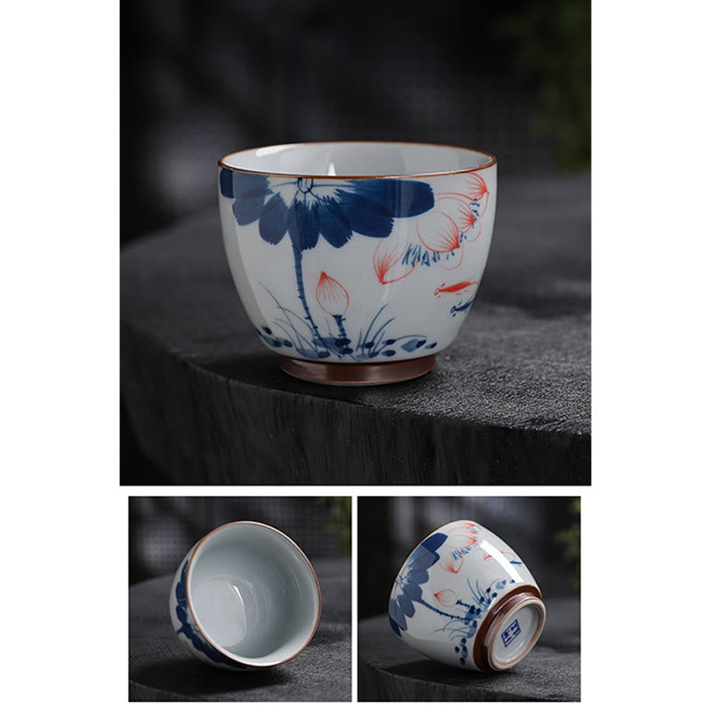 Zen Lotus Bambus-Keramik-Teetasse für Meditation und Erneuerung
