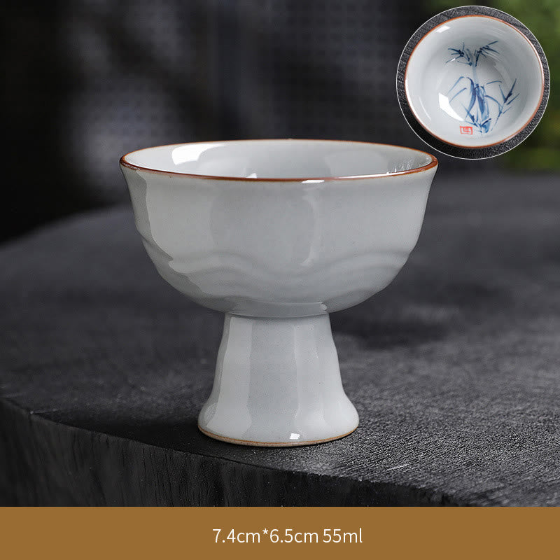 Zen Lotus Bambus-Keramik-Teetasse für Meditation und Erneuerung