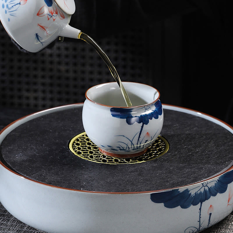 Zen Lotus Bambus-Keramik-Teetasse für Meditation und Erneuerung