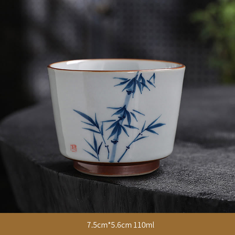 Zen Lotus Bambus-Keramik-Teetasse für Meditation und Erneuerung