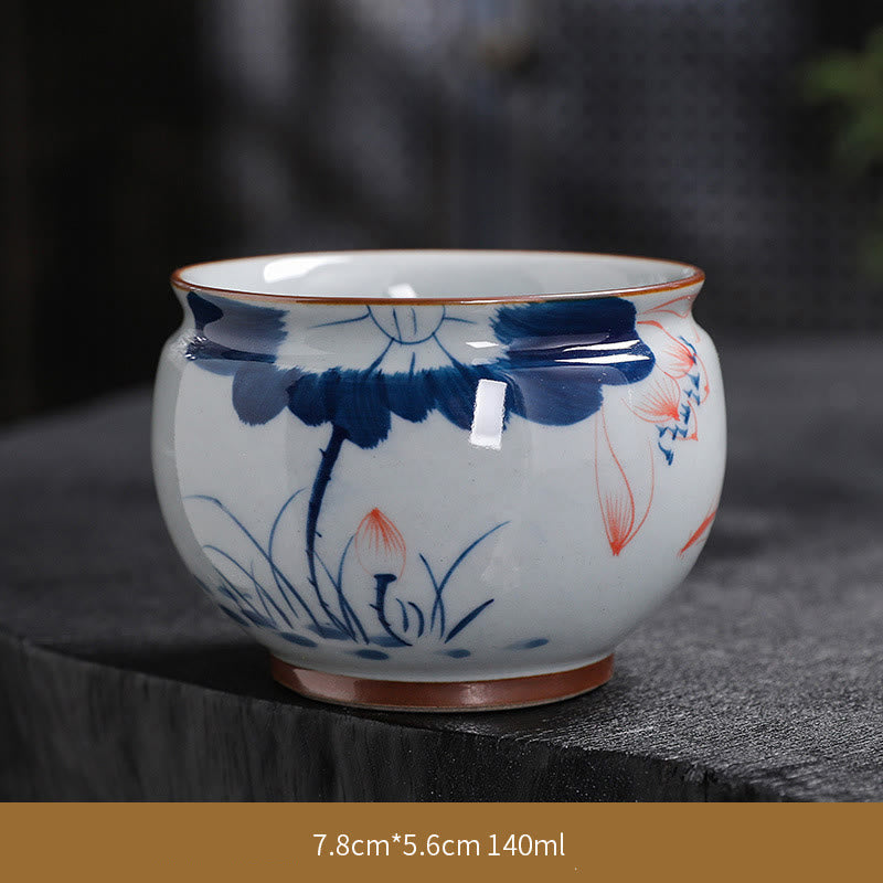 Zen Lotus Bambus-Keramik-Teetasse für Meditation und Erneuerung