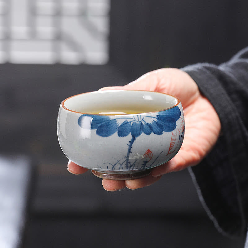 Zen Lotus Bambus-Keramik-Teetasse für Meditation und Erneuerung