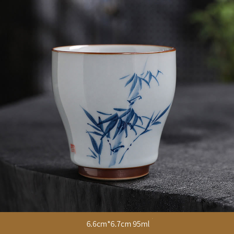 Zen Lotus Bambus-Keramik-Teetasse für Meditation und Erneuerung