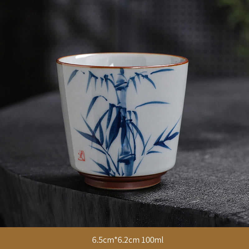 Zen Lotus Bambus-Keramik-Teetasse für Meditation und Erneuerung