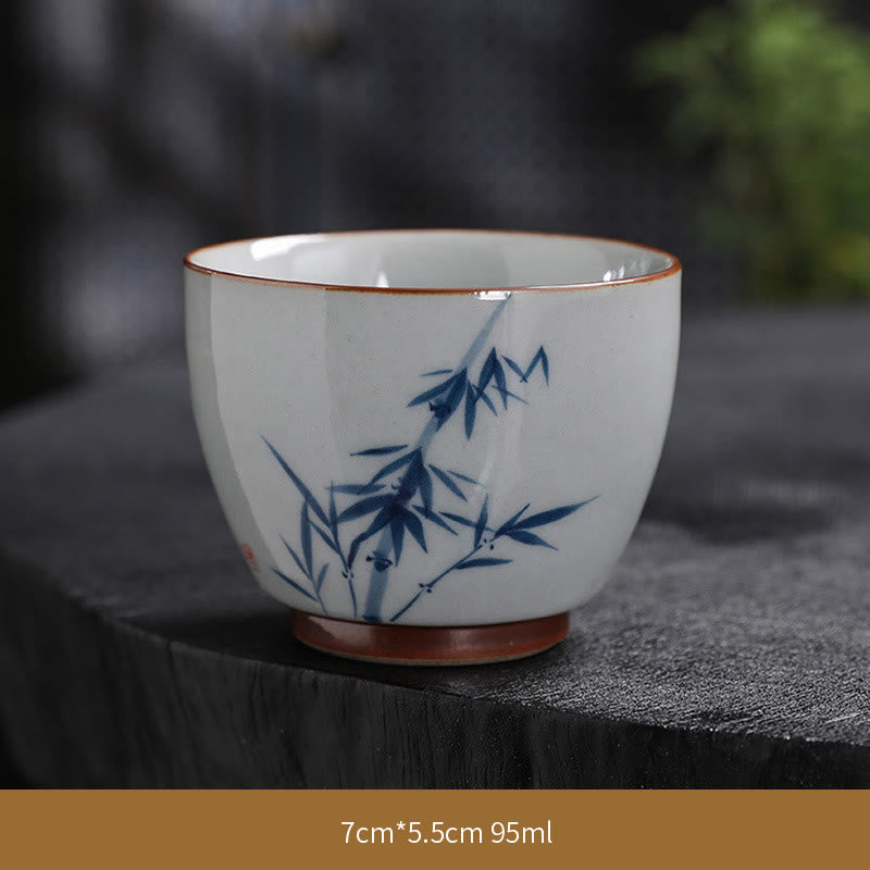 Zen Lotus Bambus-Keramik-Teetasse für Meditation und Erneuerung