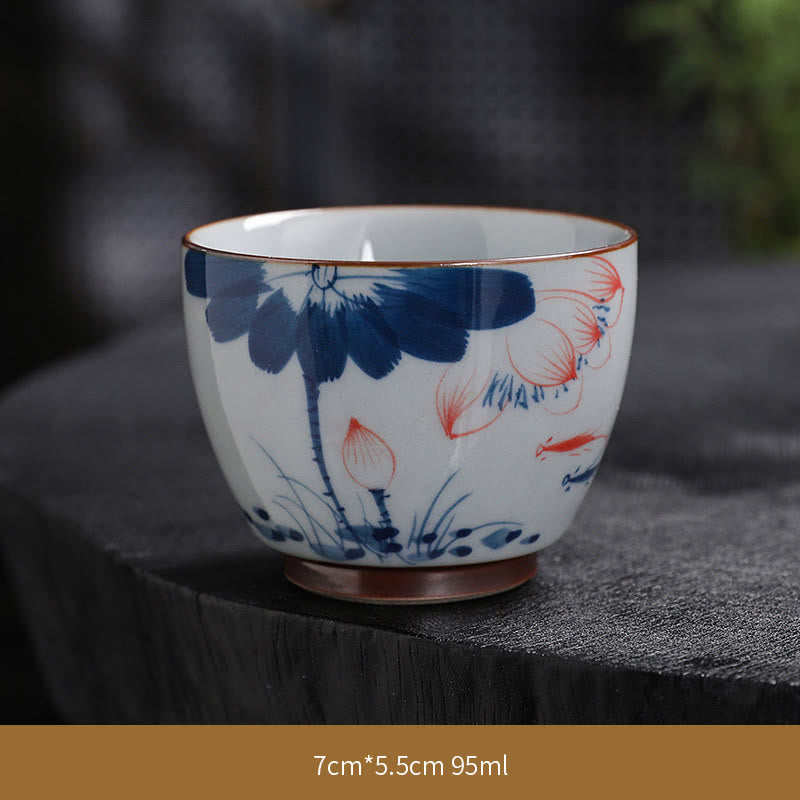 Zen Lotus Bambus-Keramik-Teetasse für Meditation und Erneuerung