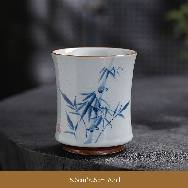 Zen Lotus Bambus-Keramik-Teetasse für Meditation und Erneuerung