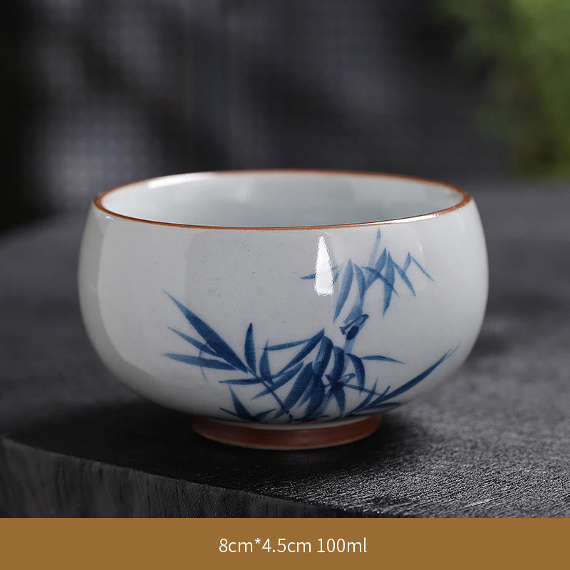 Zen Lotus Bambus-Keramik-Teetasse für Meditation und Erneuerung