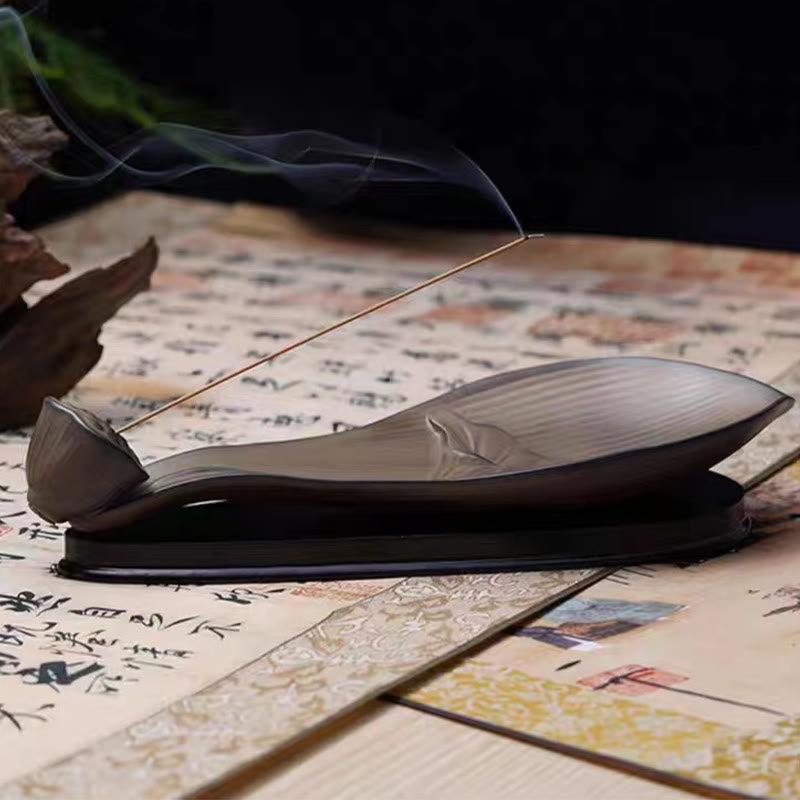 Zen Lotus Pod Räuchergefäß aus brauner Keramik, 24 cm