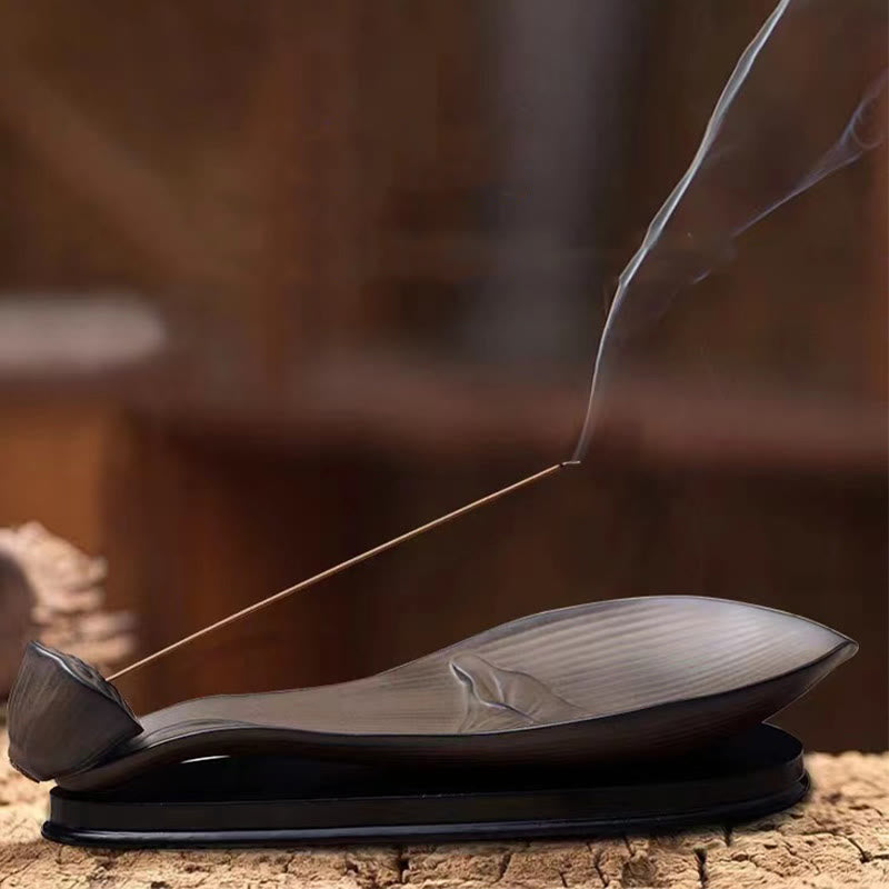 Zen Lotus Pod Räuchergefäß aus brauner Keramik, 24 cm