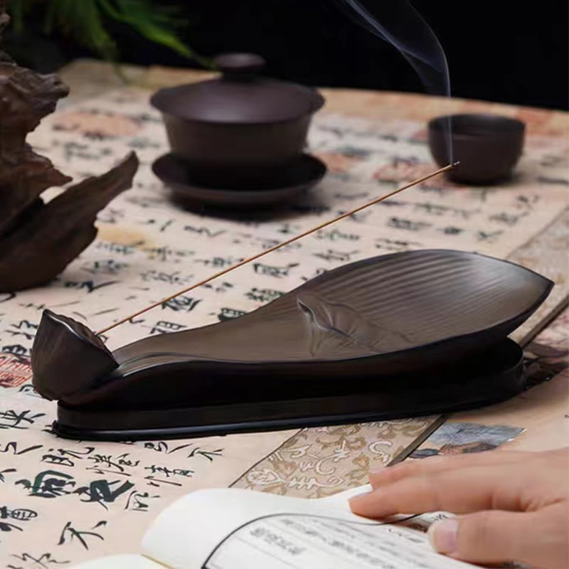 Zen Lotus Pod Räuchergefäß aus brauner Keramik, 24 cm